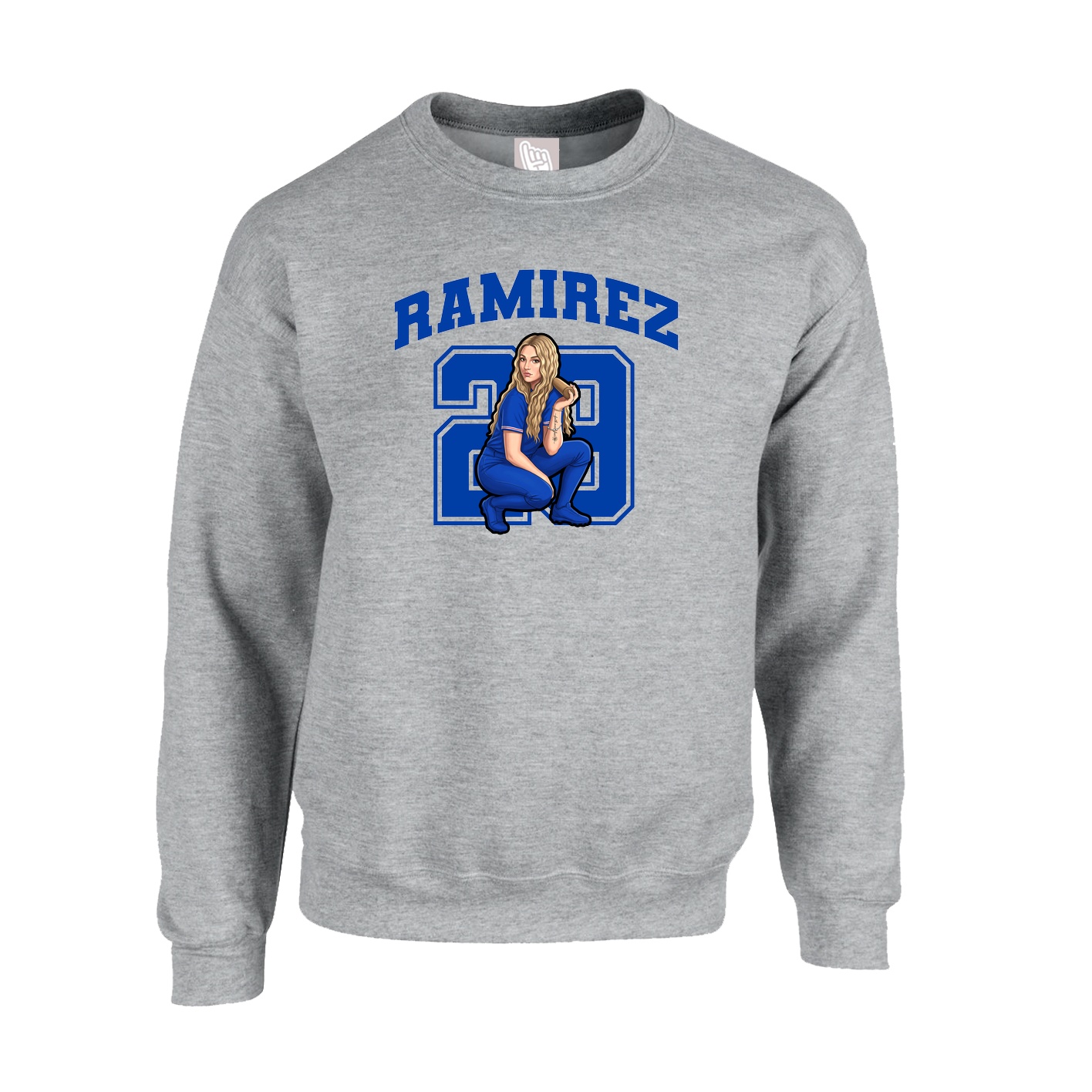 Fleece Crew — Number in Grey