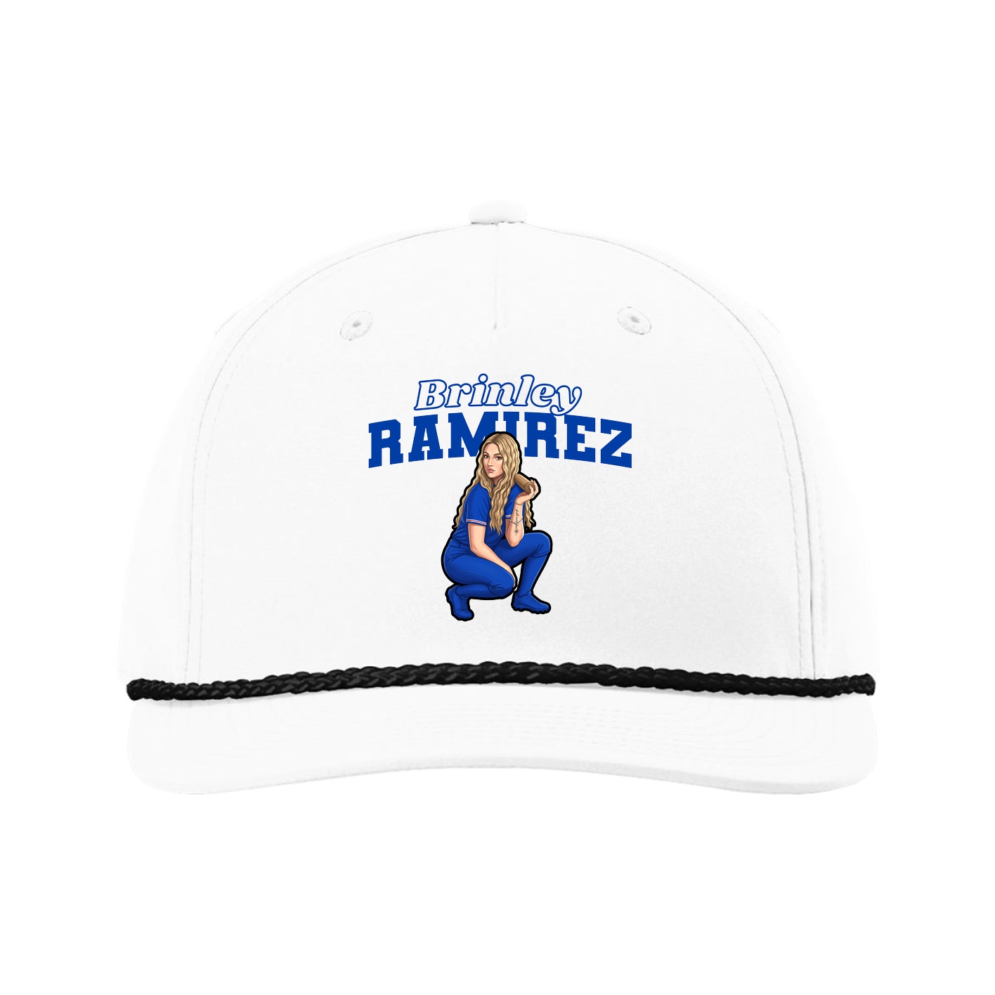 Five-Panel Classic Rope Cap — Name Arch in White