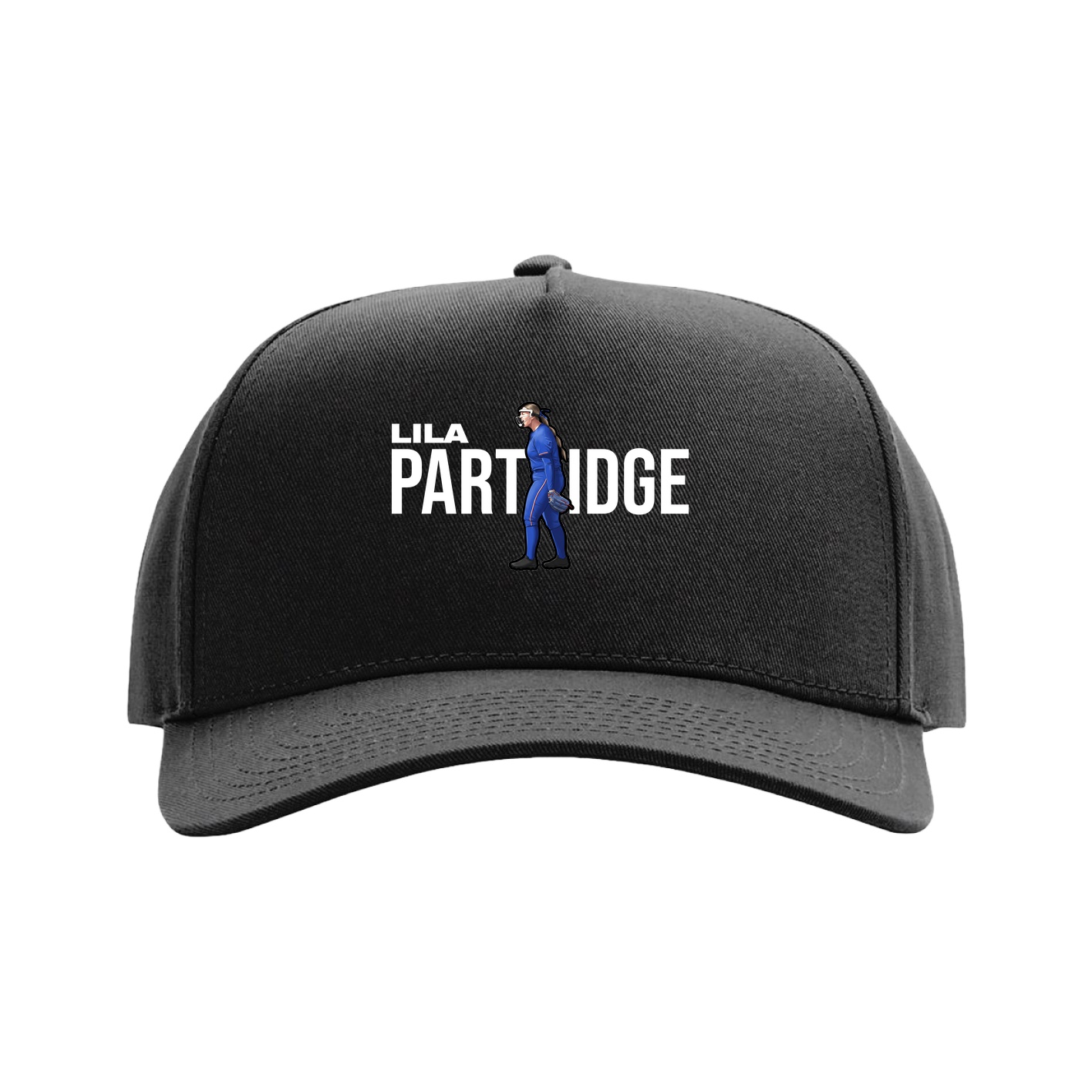 Full Fabric Five-Panel Champ Cap — Player Name in Black