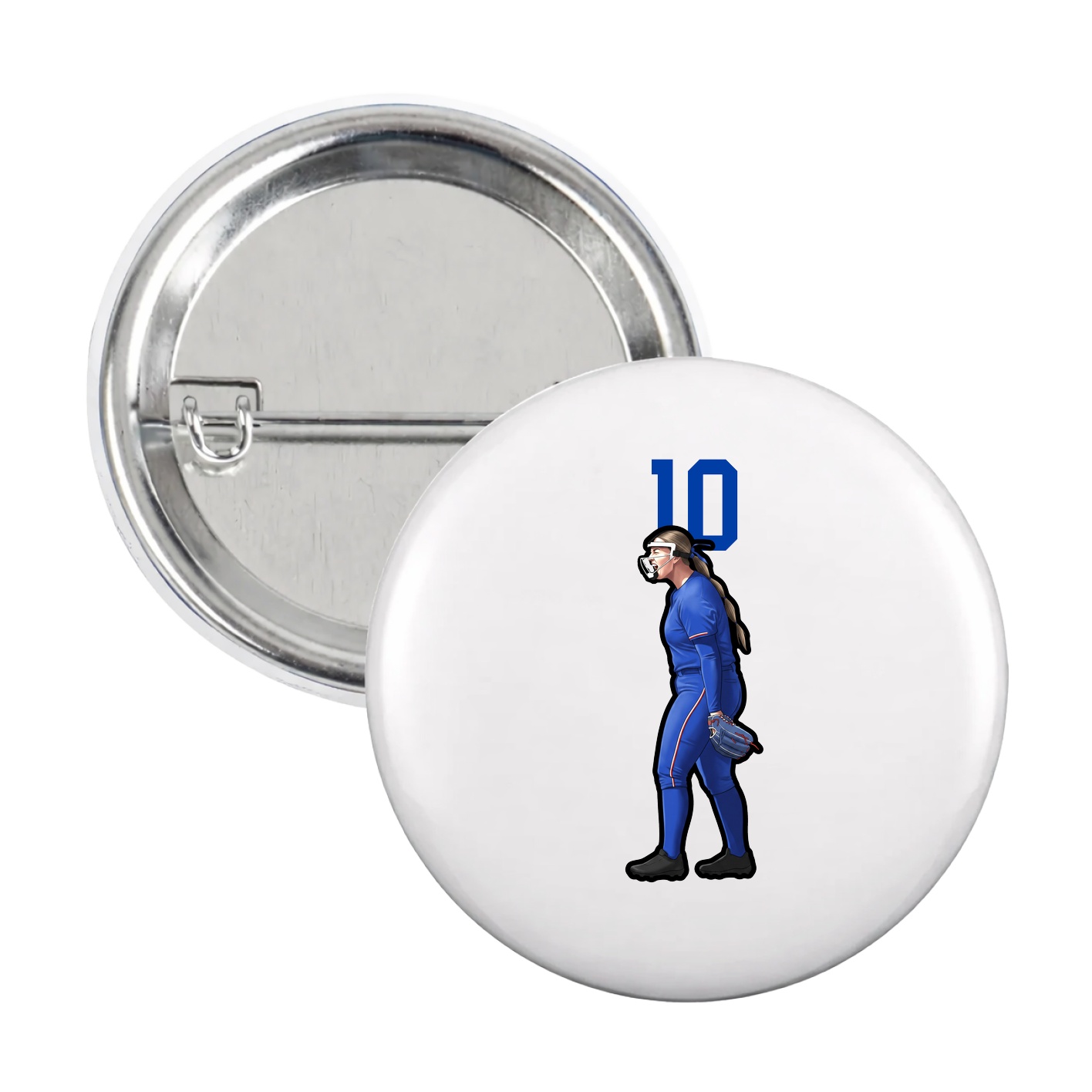 Game Day Button — Number Top in White