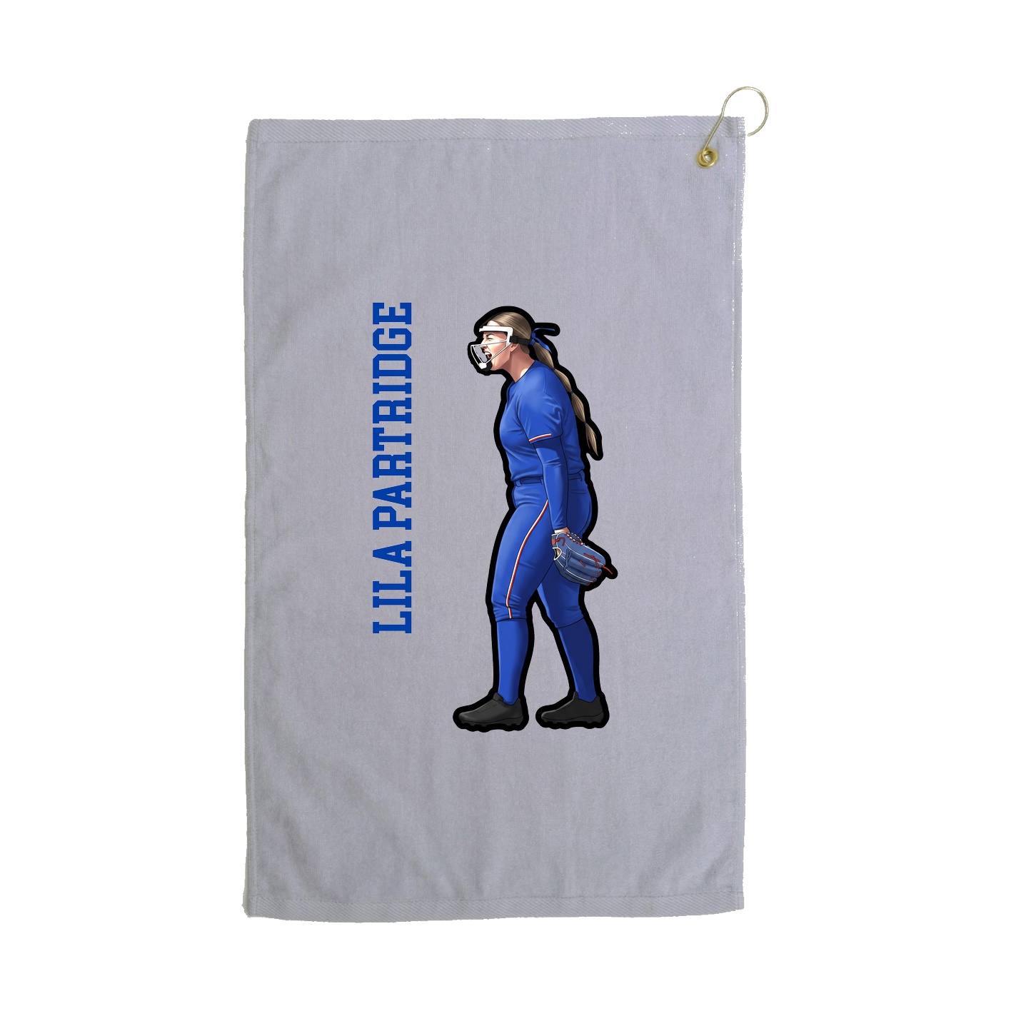 Golf Towel — Name Vertical in Grey
