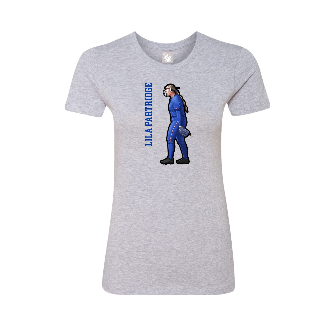 Fitted Women's Tee — Name Vertical in Grey