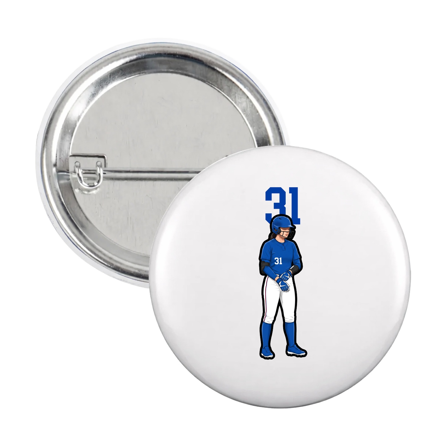 Game Day Button — Number Top in White