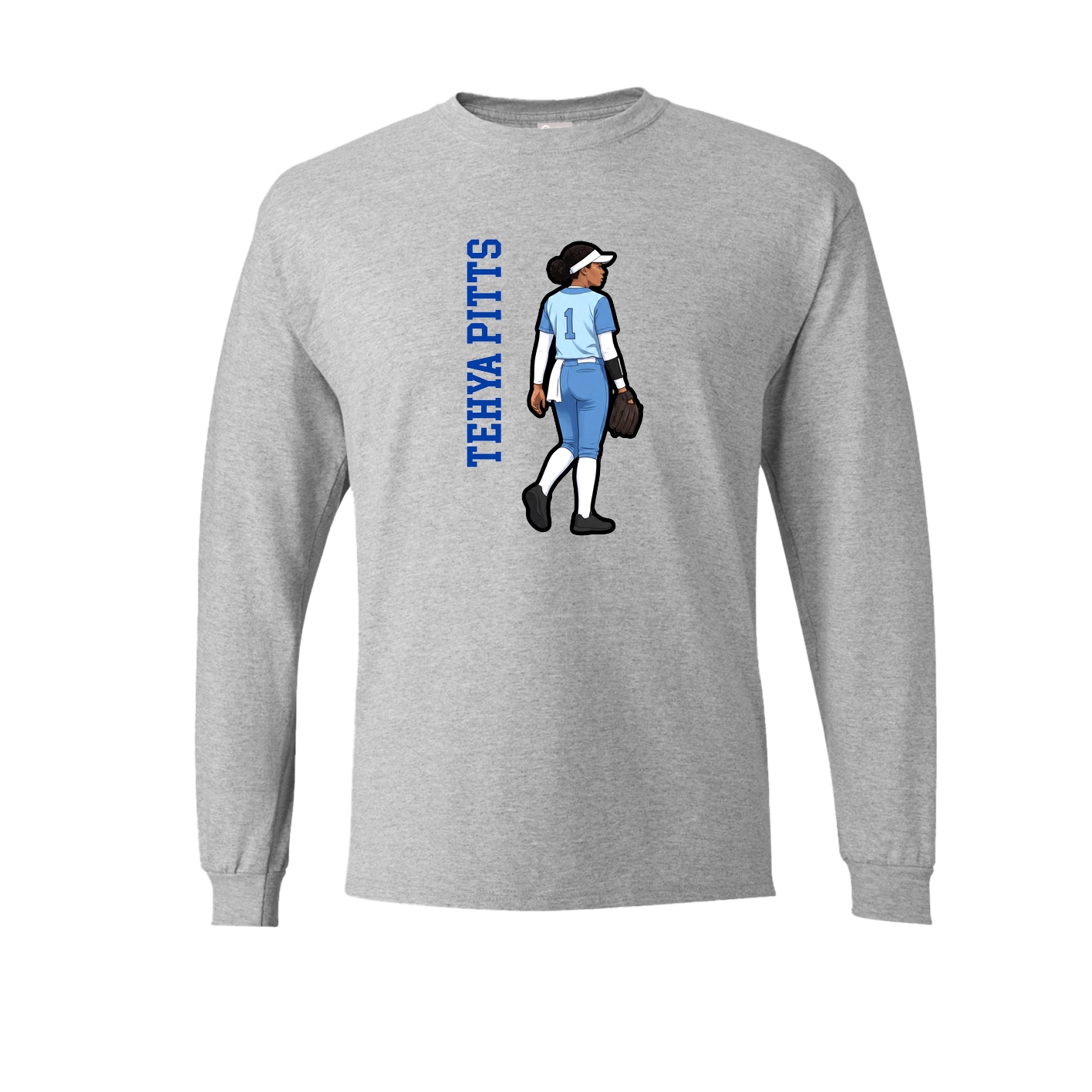 Long Sleeve Tee — Name Vertical in Grey