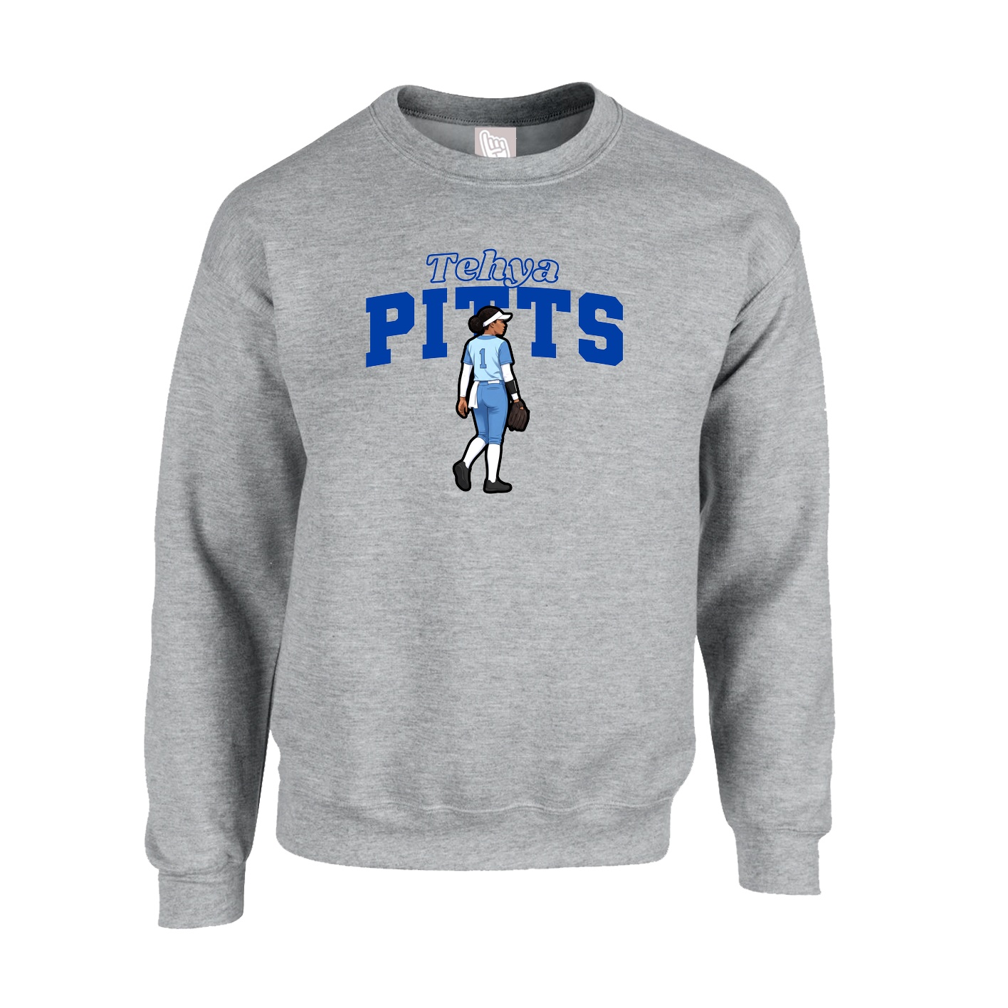 Fleece Crew — Name Arch in Grey