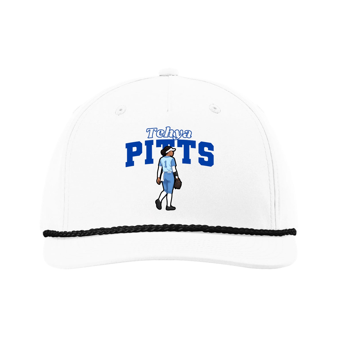 Five-Panel Classic Rope Cap — Name Arch in White