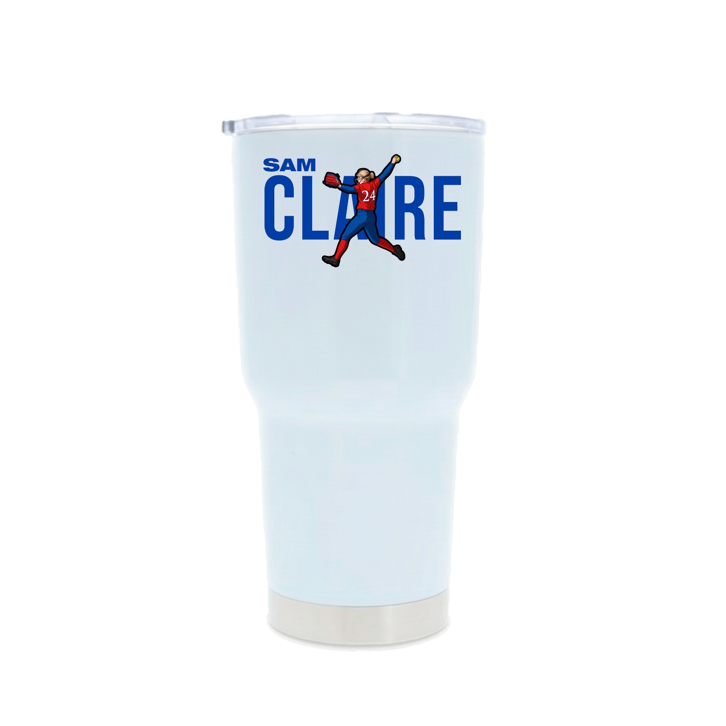 30oz Stainless Steel Tumbler — Player Name in White