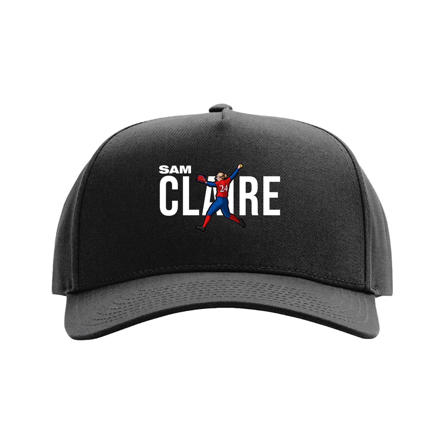 Full Fabric Five-Panel Champ Cap — Player Name in Black