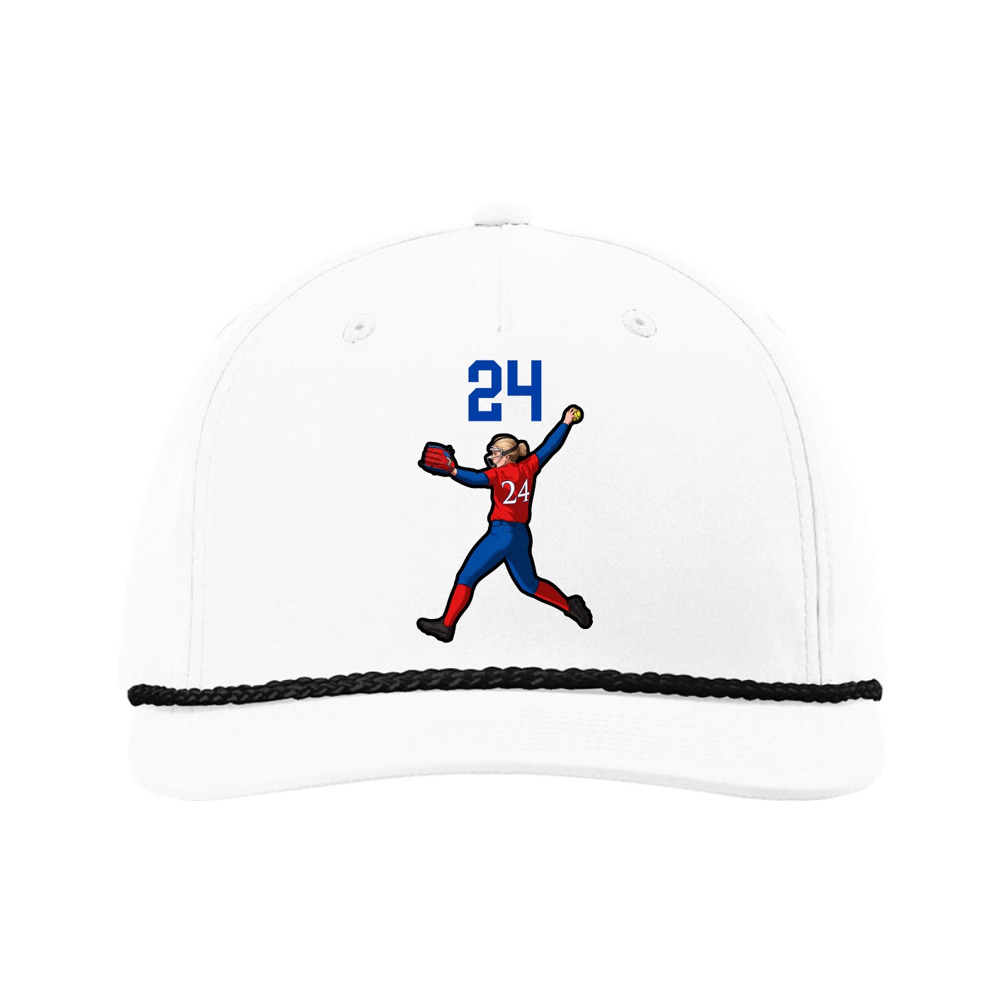 Five-Panel Classic Rope Cap — Number Top in White