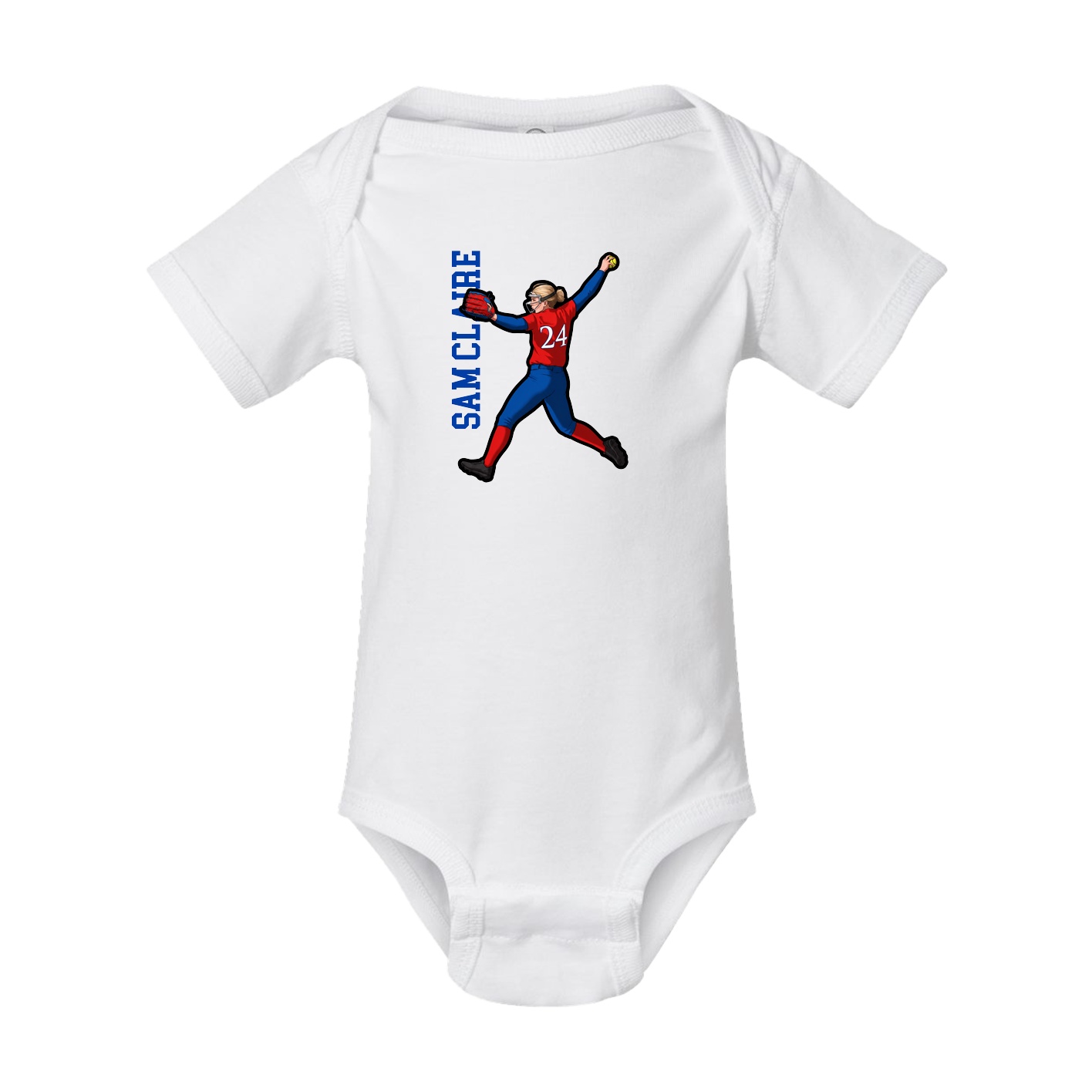 Baby Onesie — Name Vertical in White