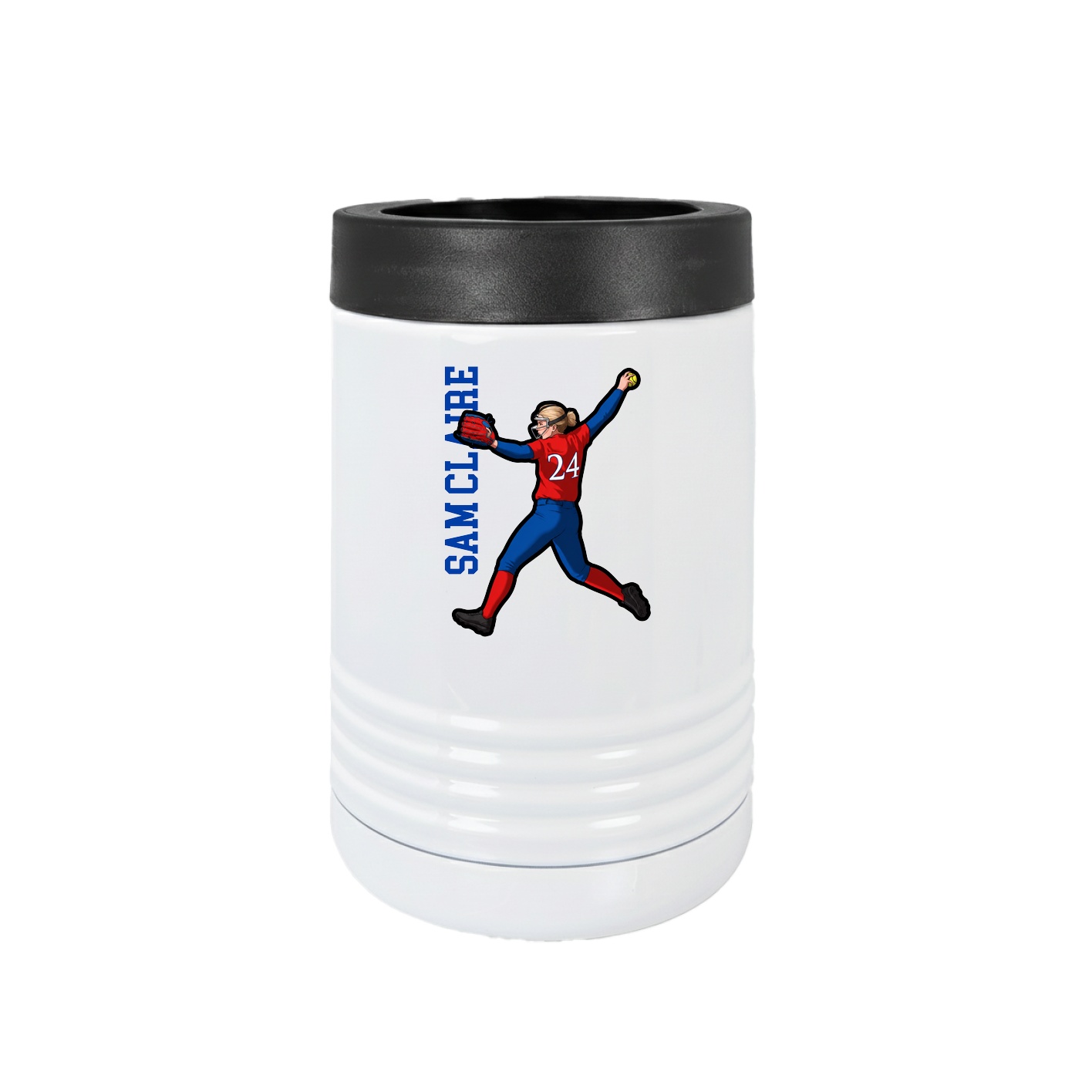 Beverage Holder — Name Vertical in White