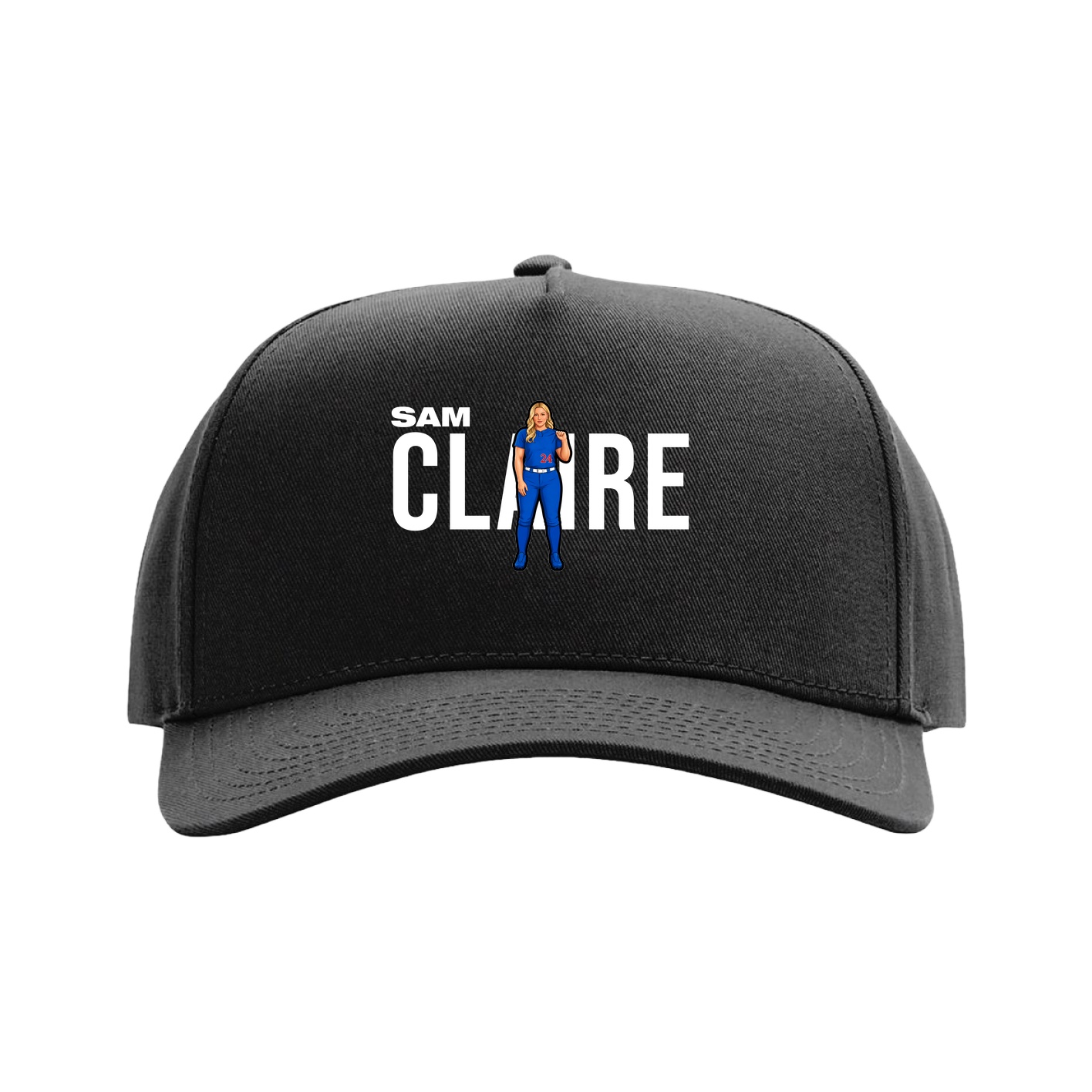 Full Fabric Five-Panel Champ Cap — Player Name in Black