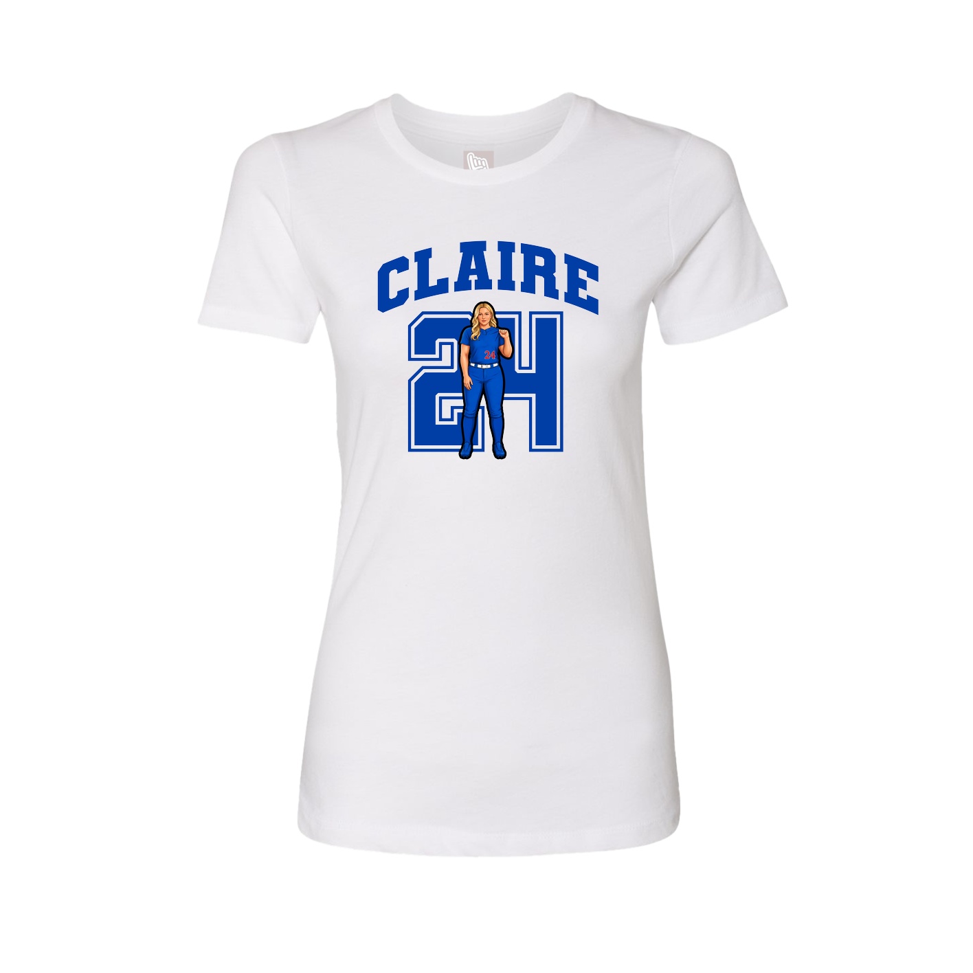 Fitted Women's Tee — Number in White