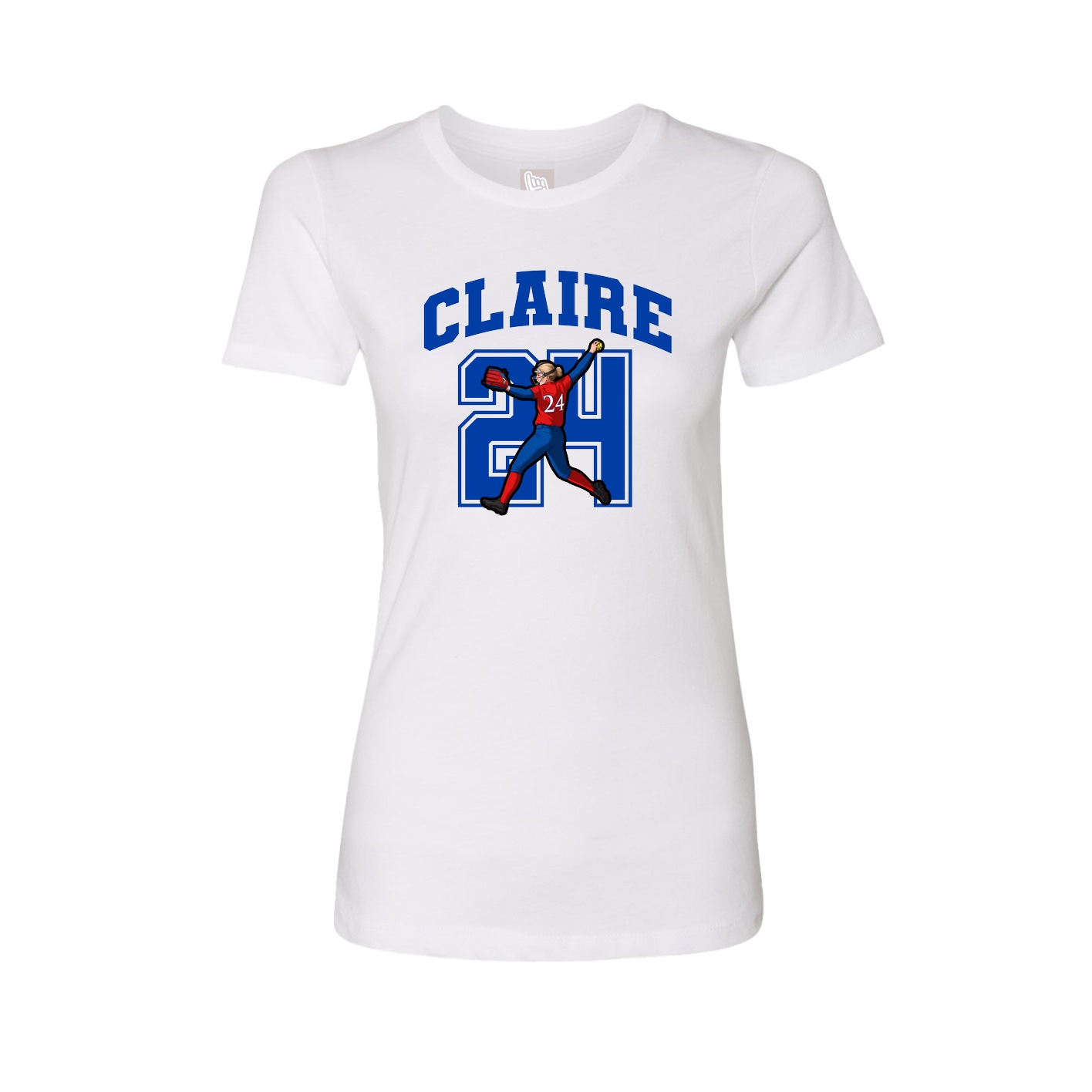 Fitted Women's Tee — Number in White