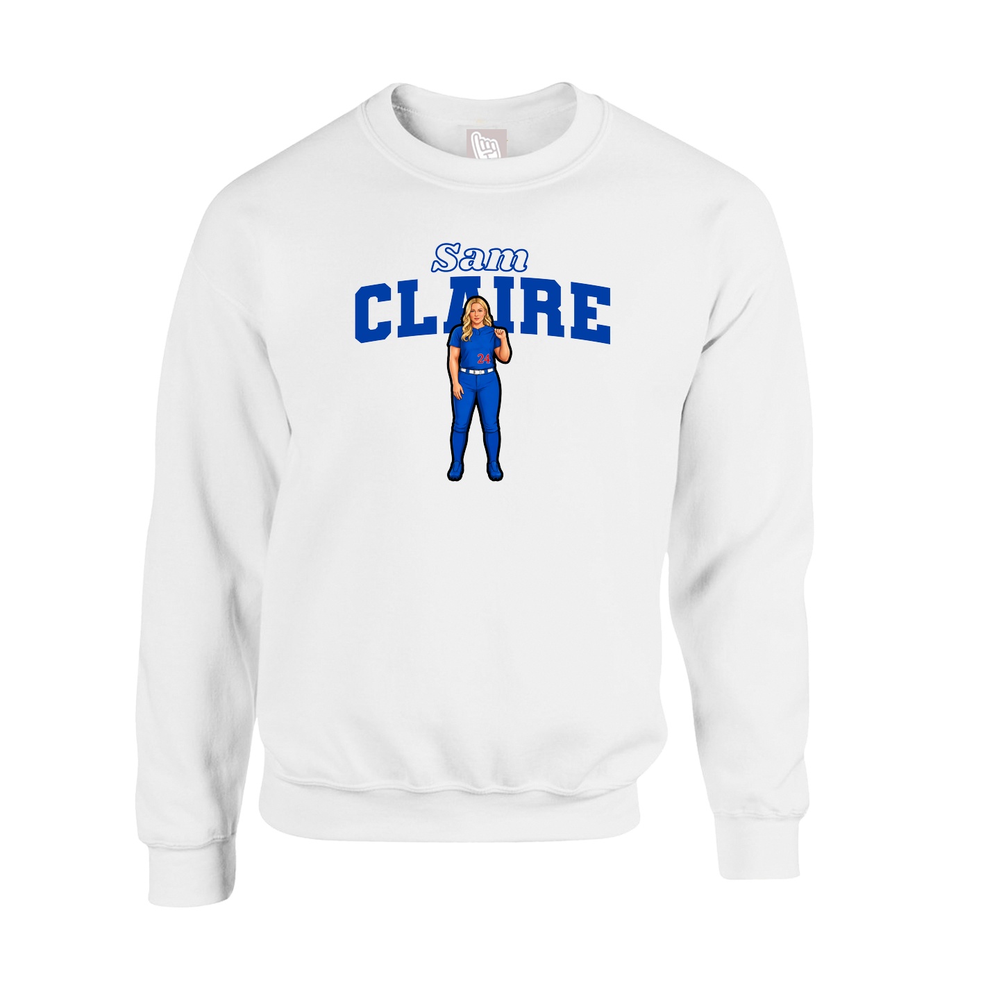 Fleece Crew — Name Arch in White