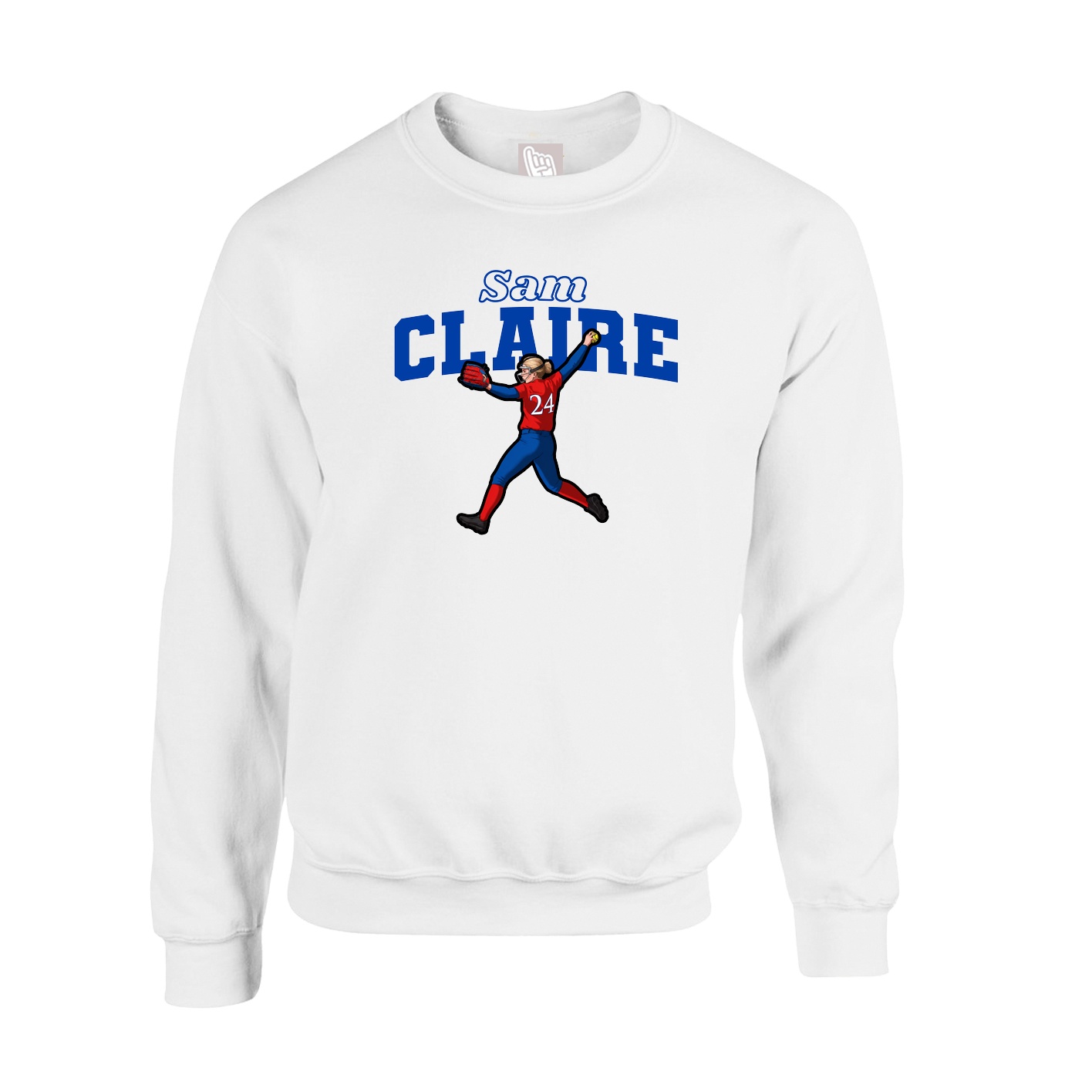 Fleece Crew — Name Arch in White