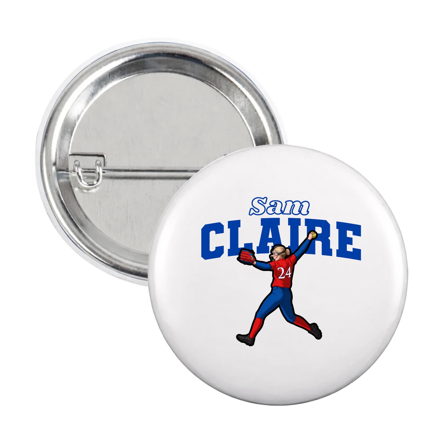 Game Day Button — Name Arch in White