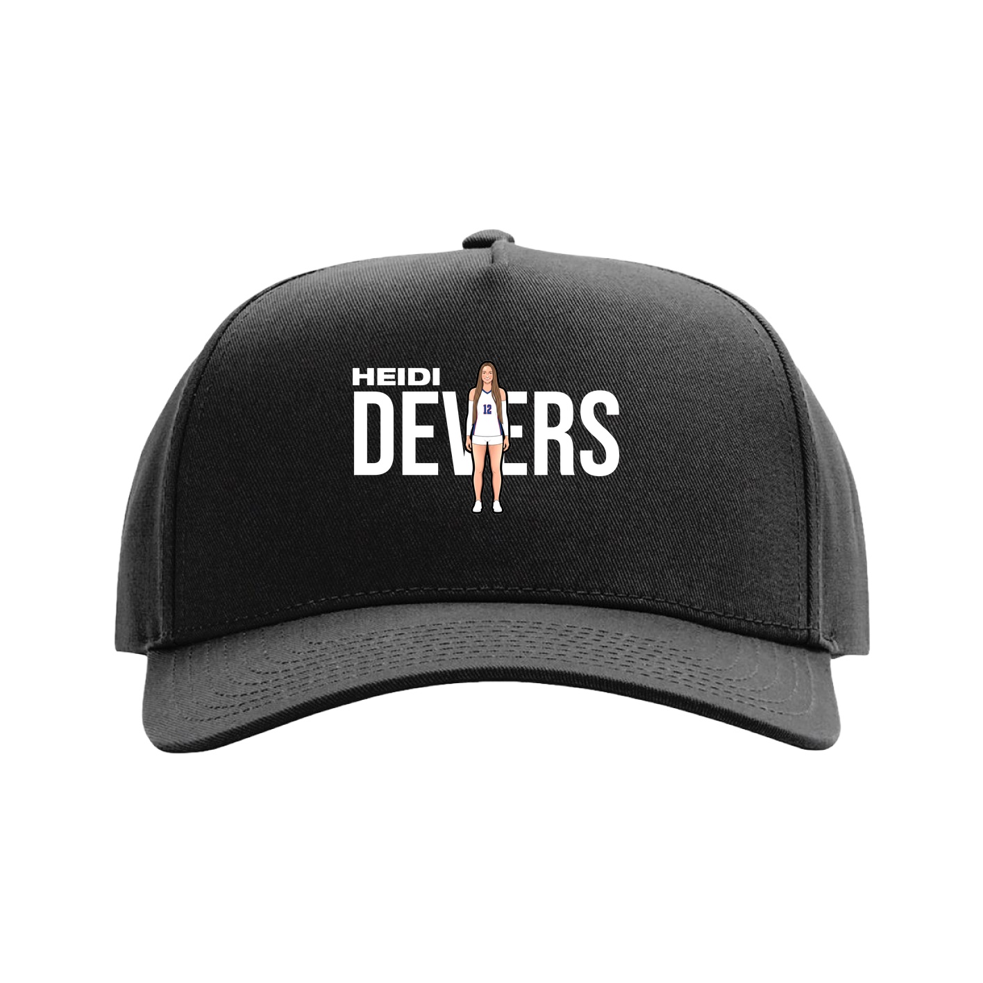 Full Fabric Five-Panel Champ Cap — Player Name in Black