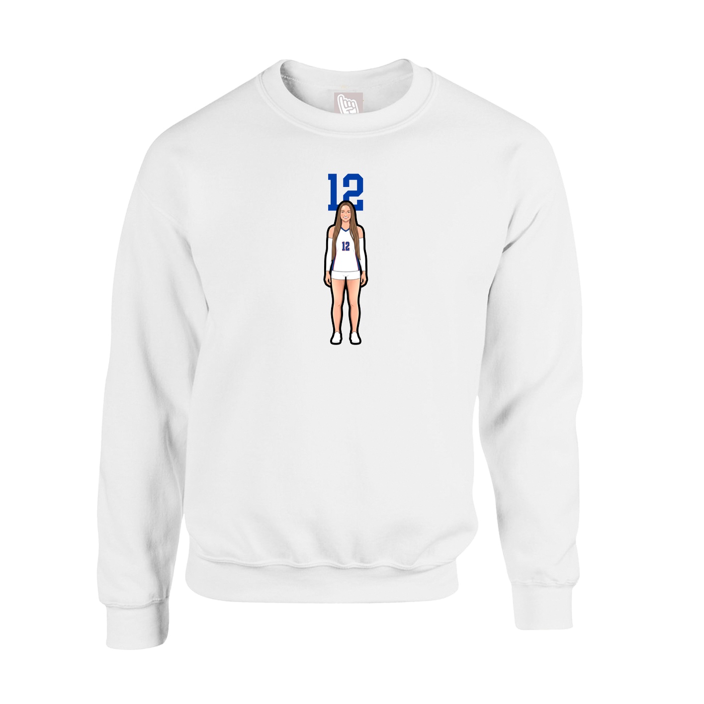 Fleece Crew — Number Top in White