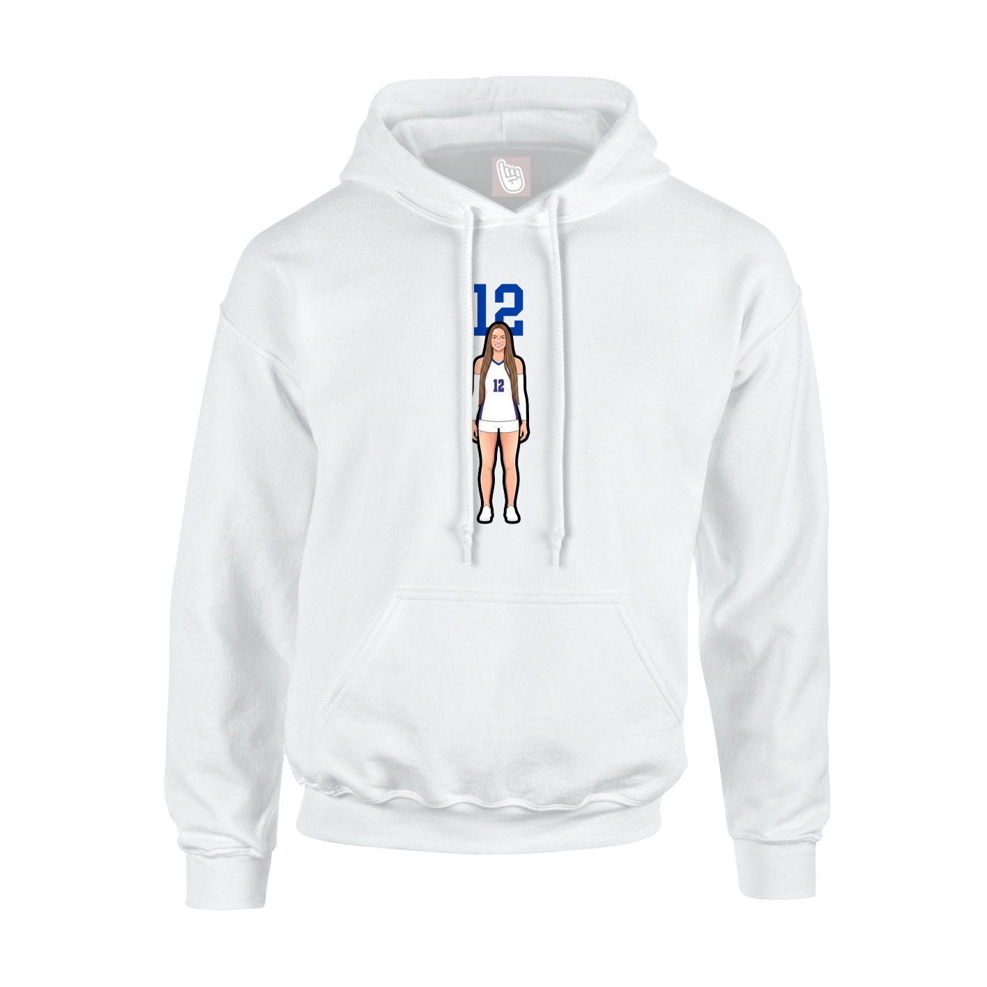 Youth Hoodie — Number Top in White