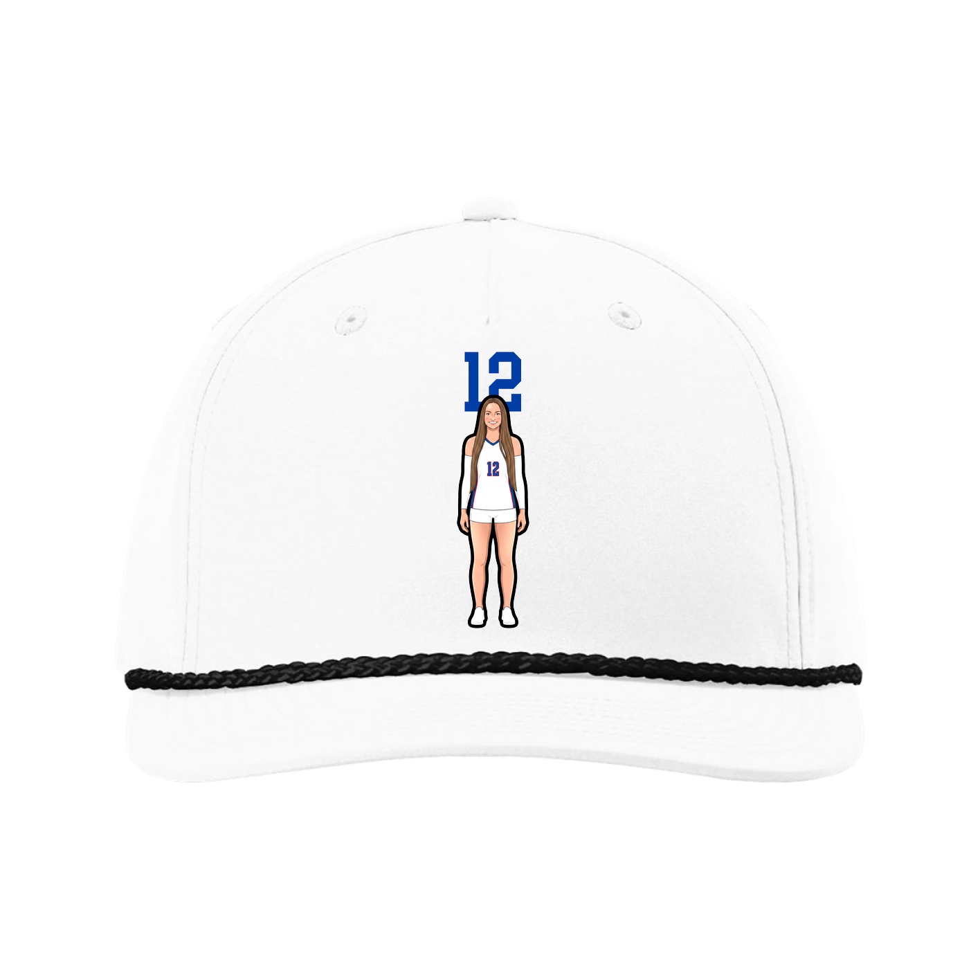 Five-Panel Classic Rope Cap — Number Top in White