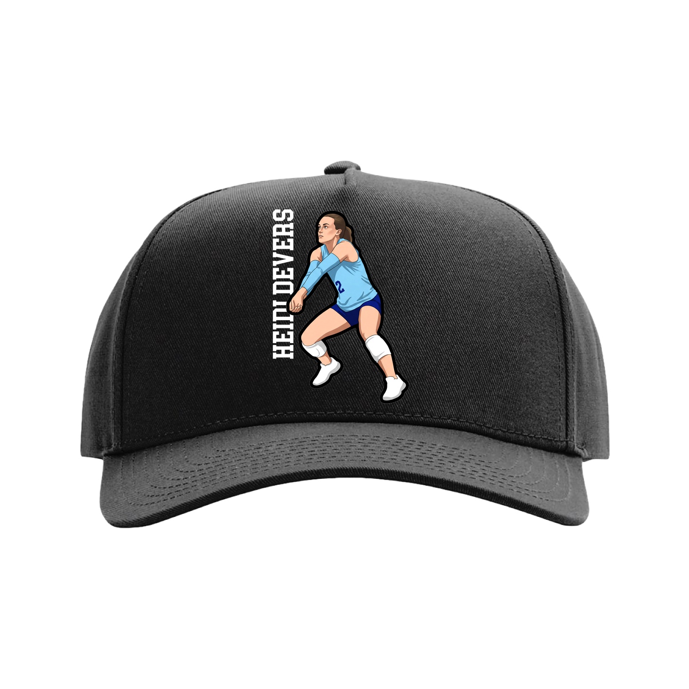 Full Fabric Five-Panel Champ Cap — Name Vertical in Black