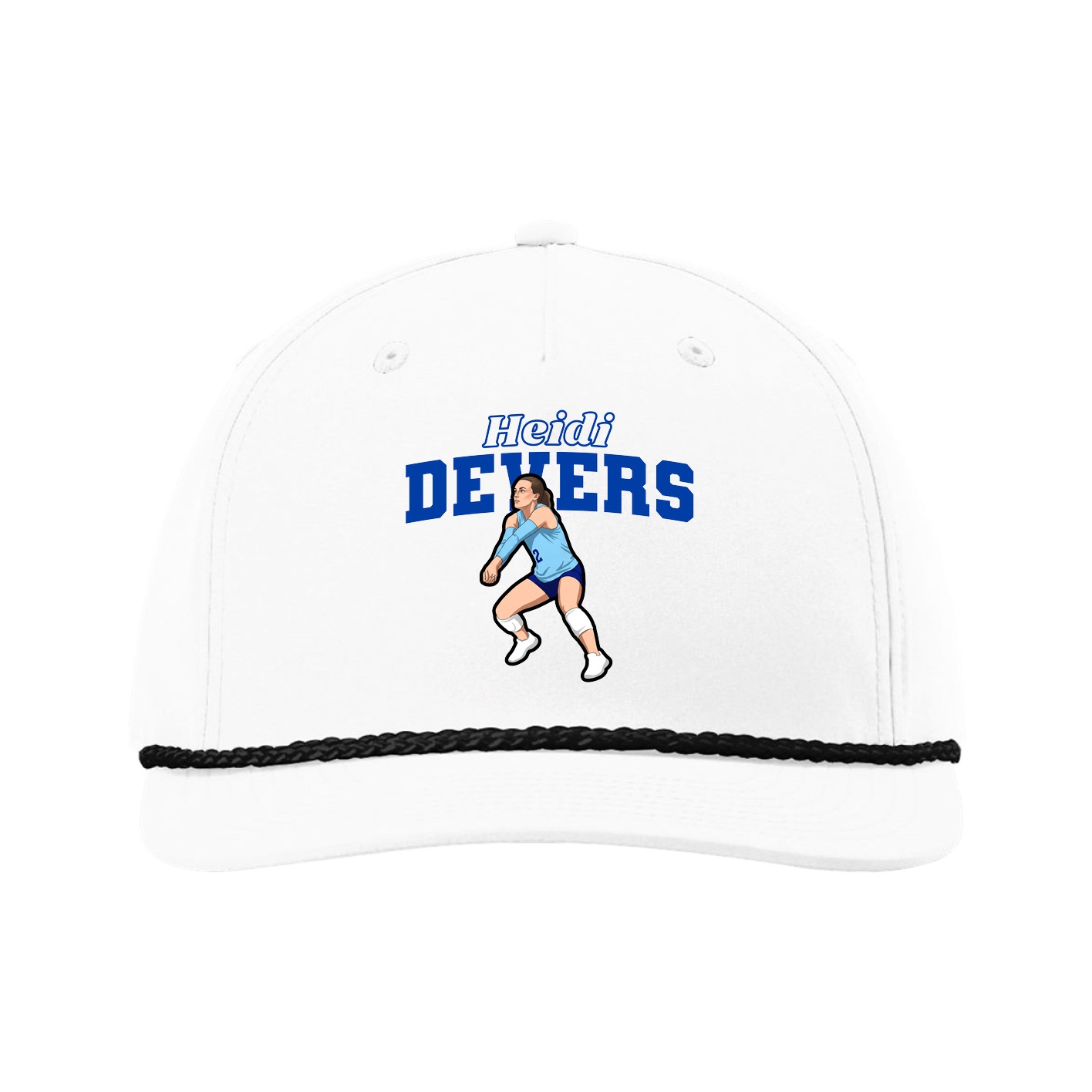 Five-Panel Classic Rope Cap — Name Arch in White
