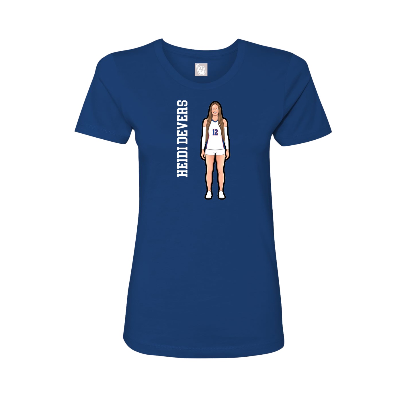 Fitted Women's Tee — Name Vertical in Royal