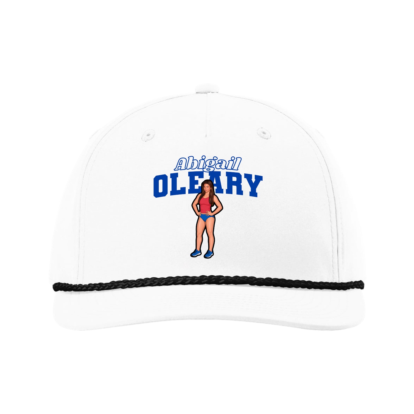 Five-Panel Classic Rope Cap — Name Arch in White