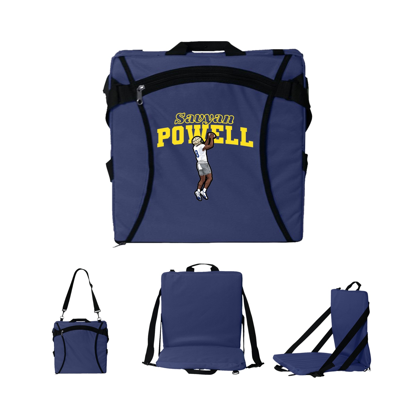 Folding Stadium Seat — Name Arch in Navy