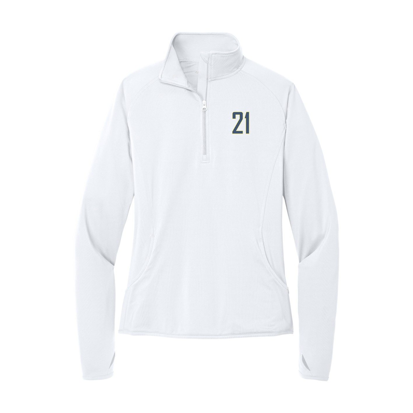 Women's Q-Zip Pullover — Front Shirsy in White