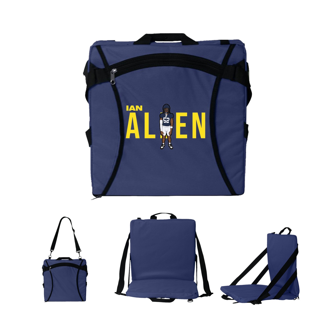 Folding Stadium Seat — Player Name in Navy