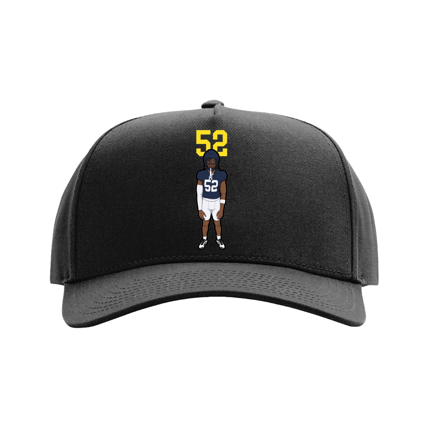 Full Fabric Five-Panel Champ Cap — Number Top in Black