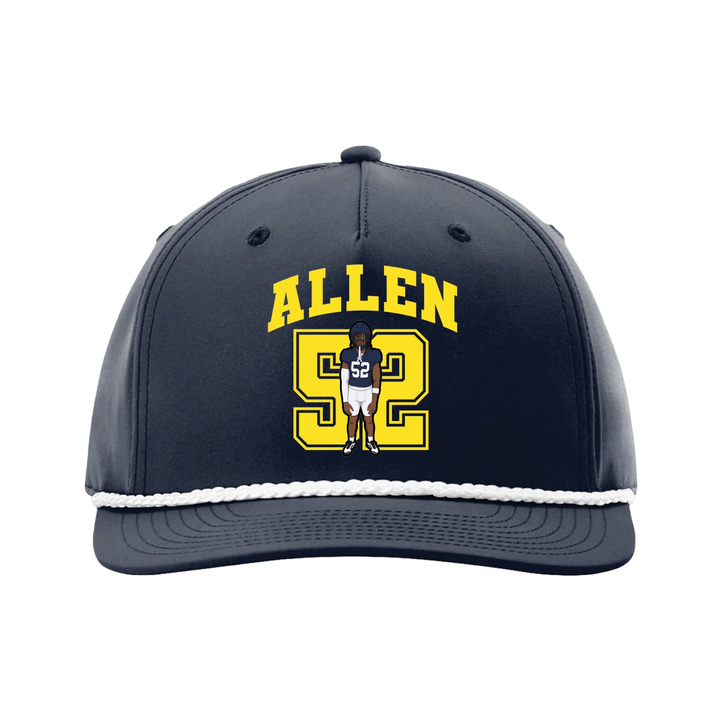 Five-Panel Classic Rope Cap — Number in Navy