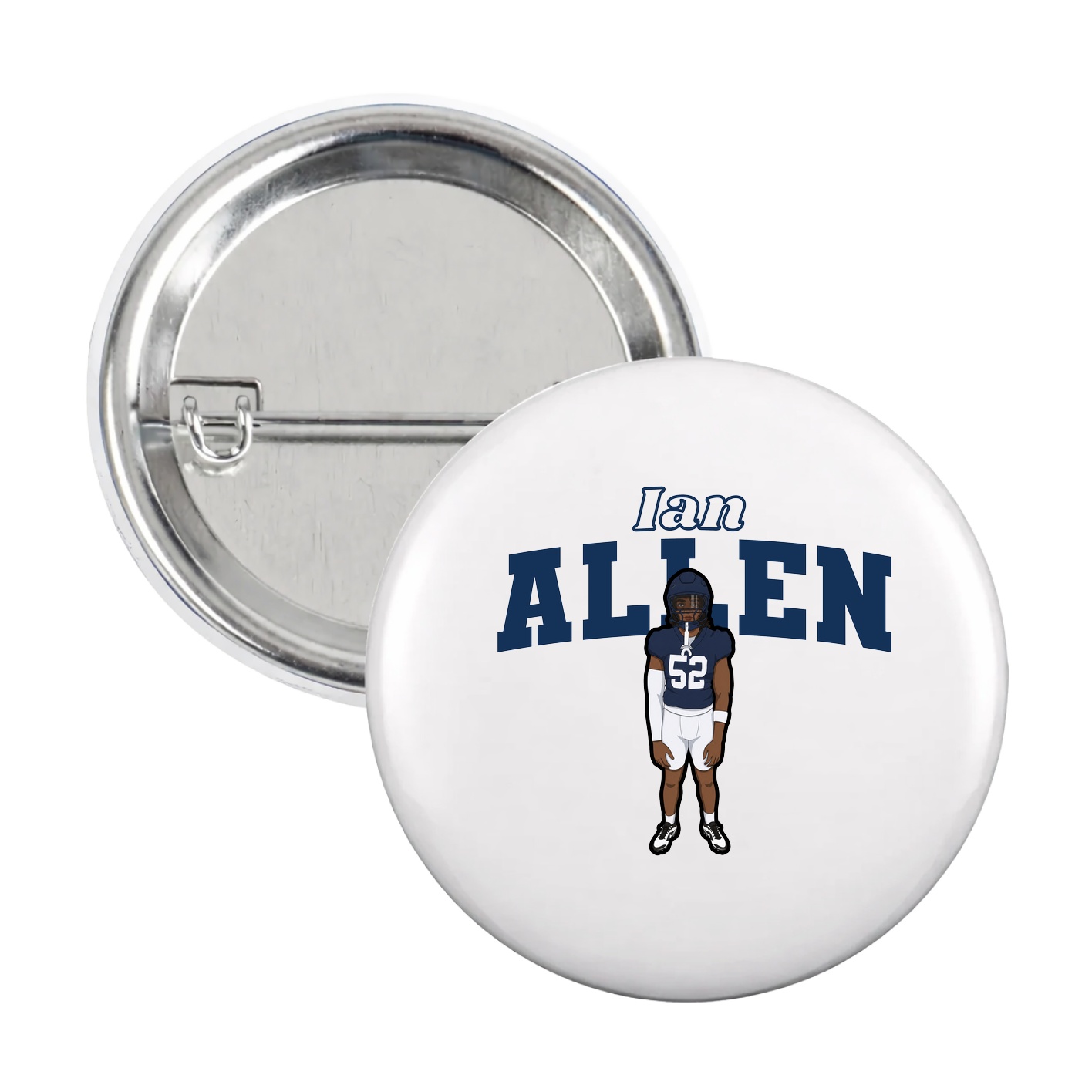 Game Day Button — Name Arch in White