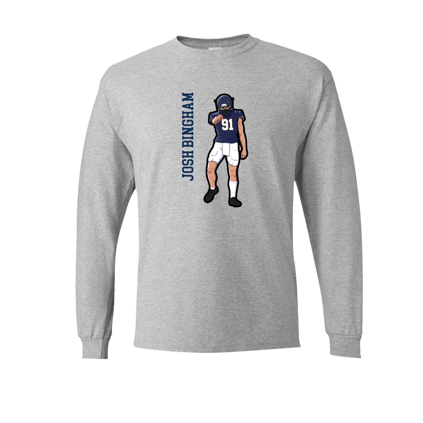 Long Sleeve Tee — Name Vertical in Grey