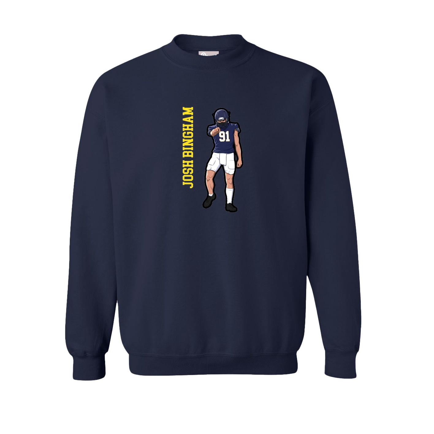 Fleece Crew — Name Vertical in Navy