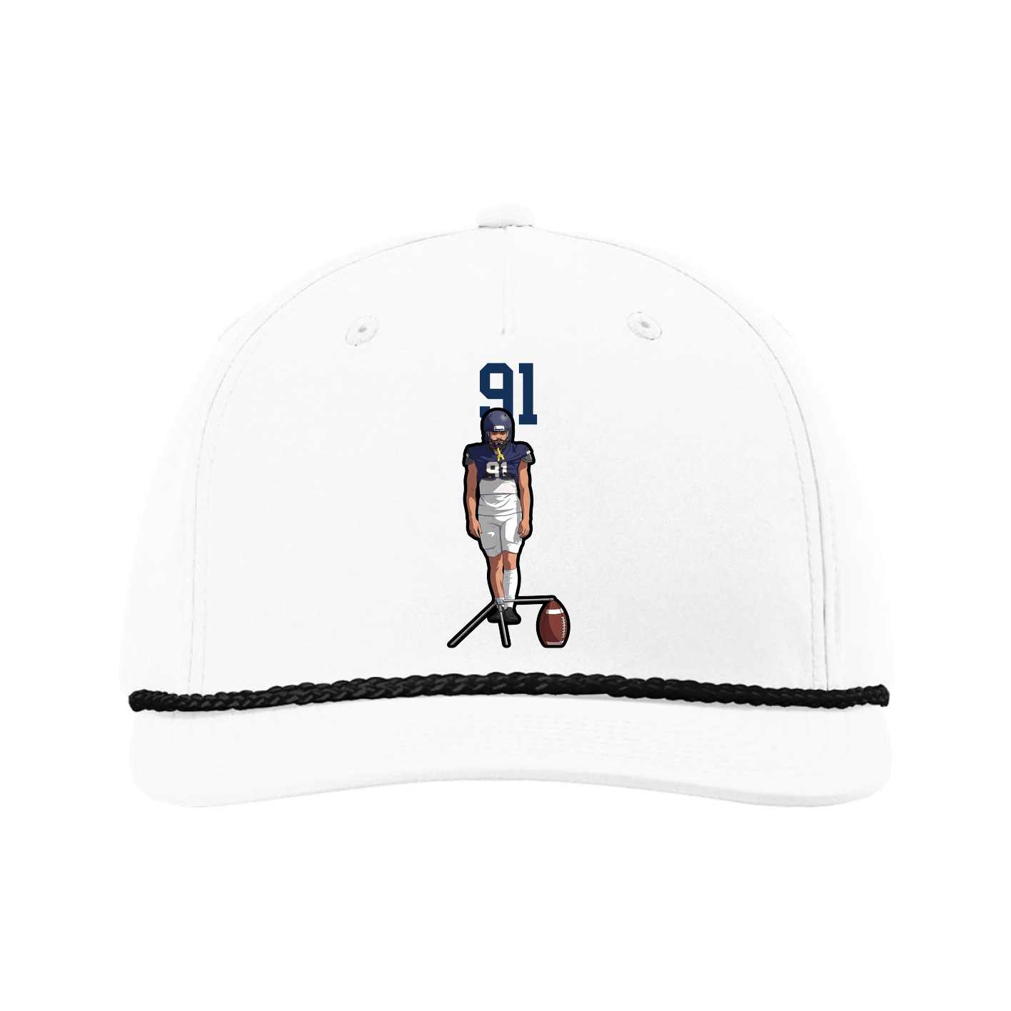 Five-Panel Classic Rope Cap — Number Top in White