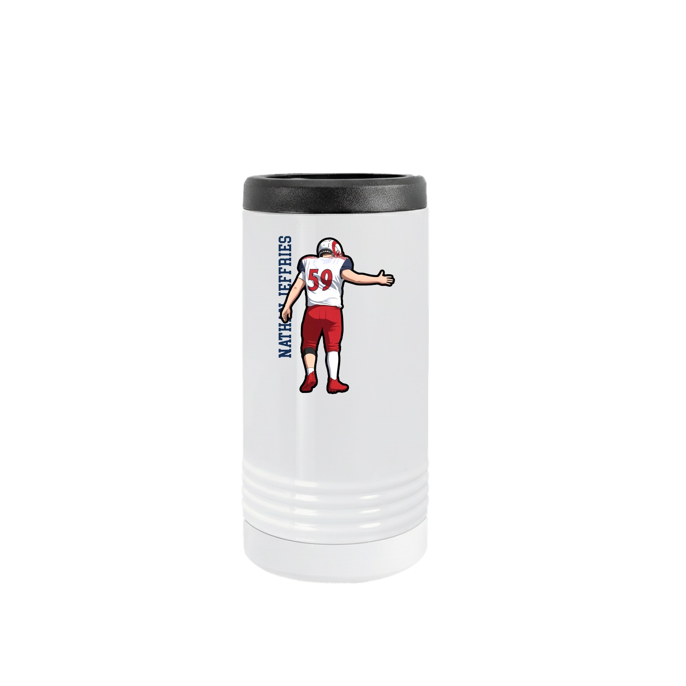 Slim Beverage Holder — Name Vertical in White