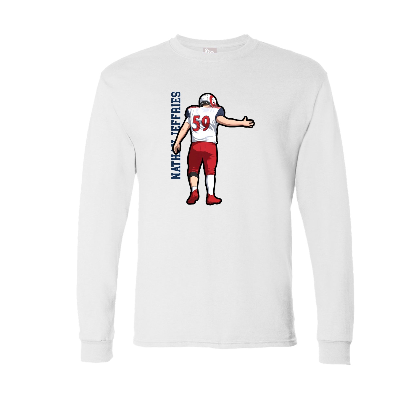 Long Sleeve Tee — Name Vertical in White