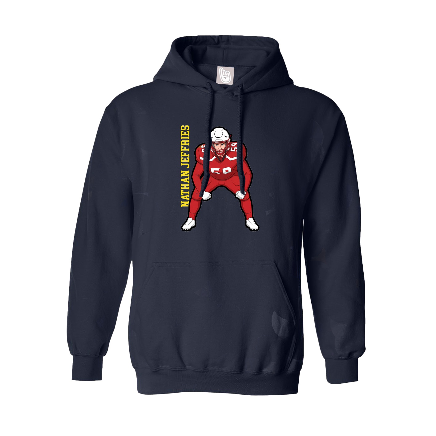 Hoodie — Name Vertical in Navy