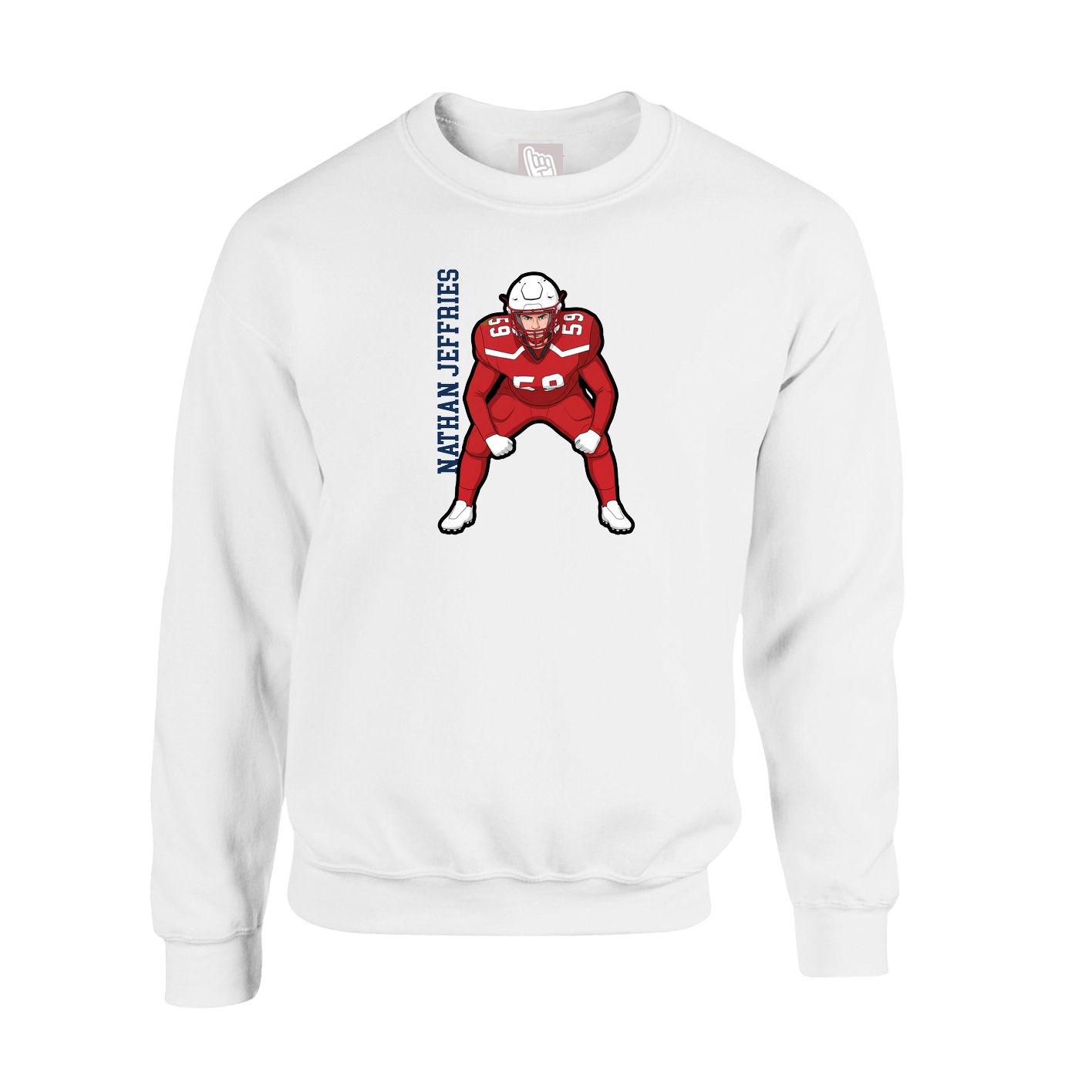 Fleece Crew — Name Vertical in White