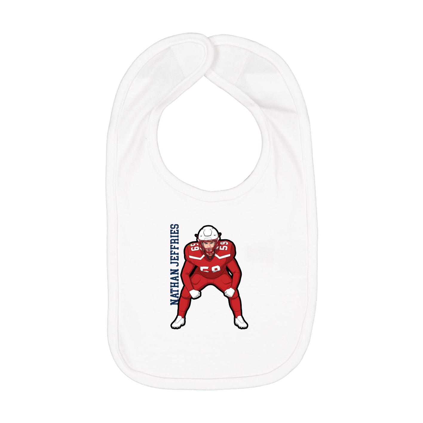 Infant Bib — Name Vertical in White