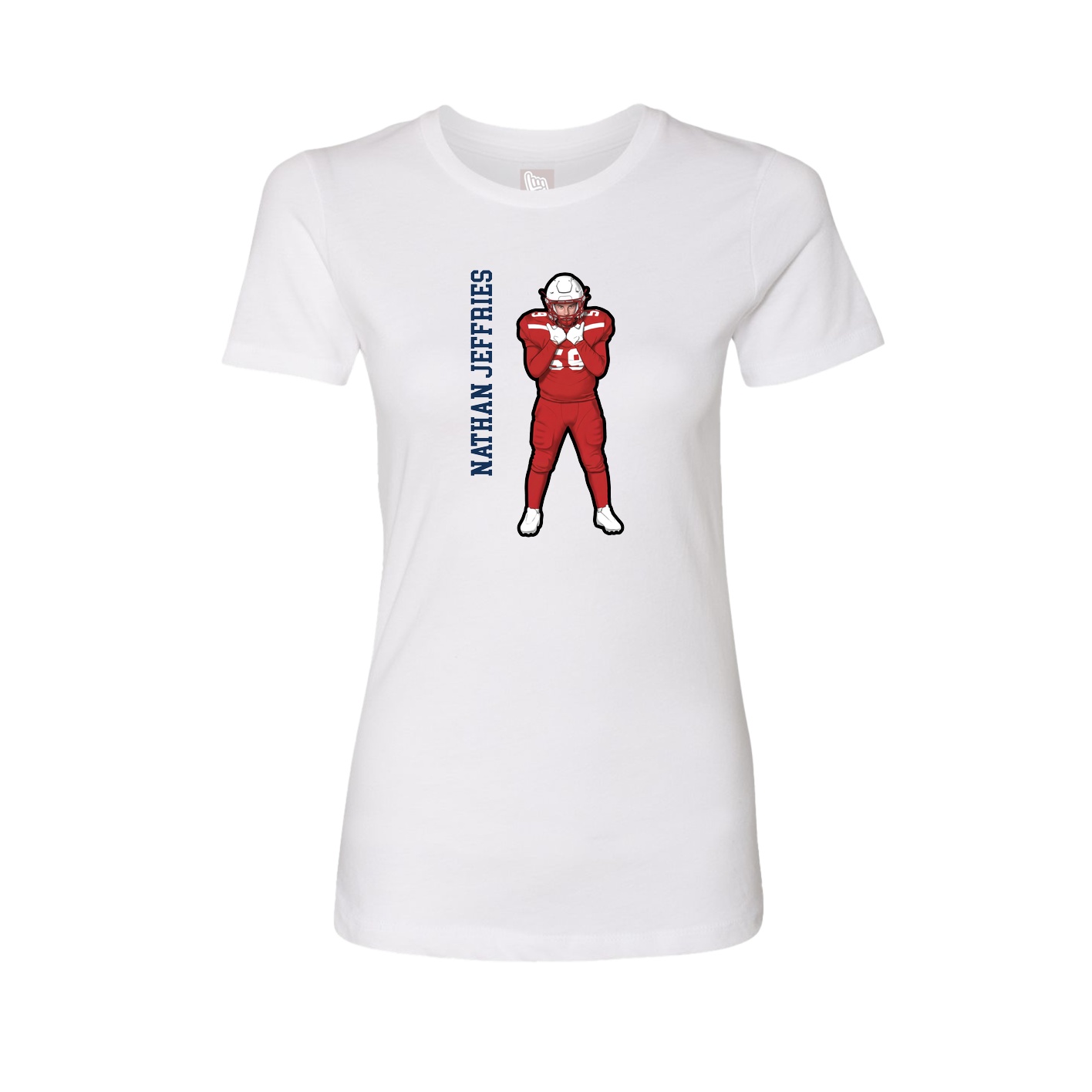 Fitted Women's Tee — Name Vertical in White