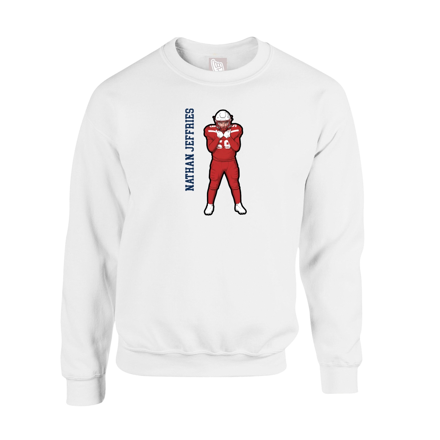 Fleece Crew — Name Vertical in White