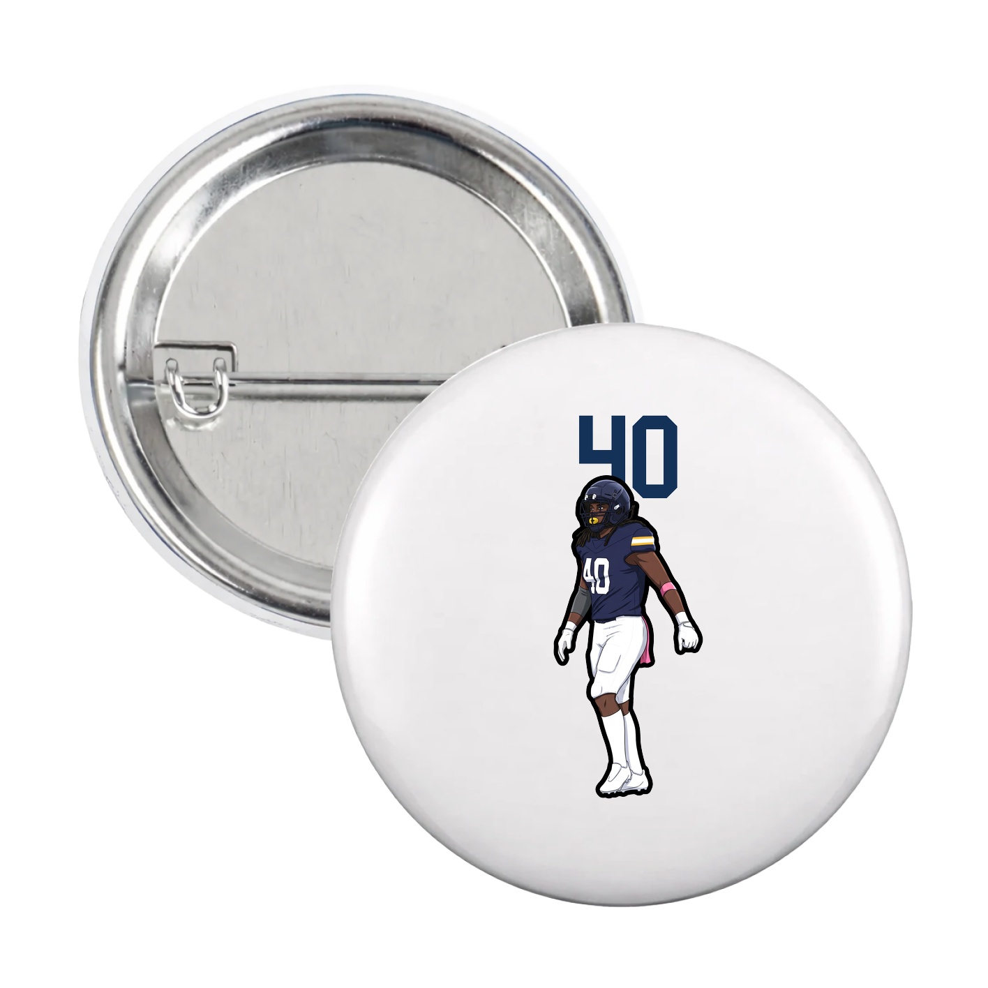 Game Day Button — Number Top in White