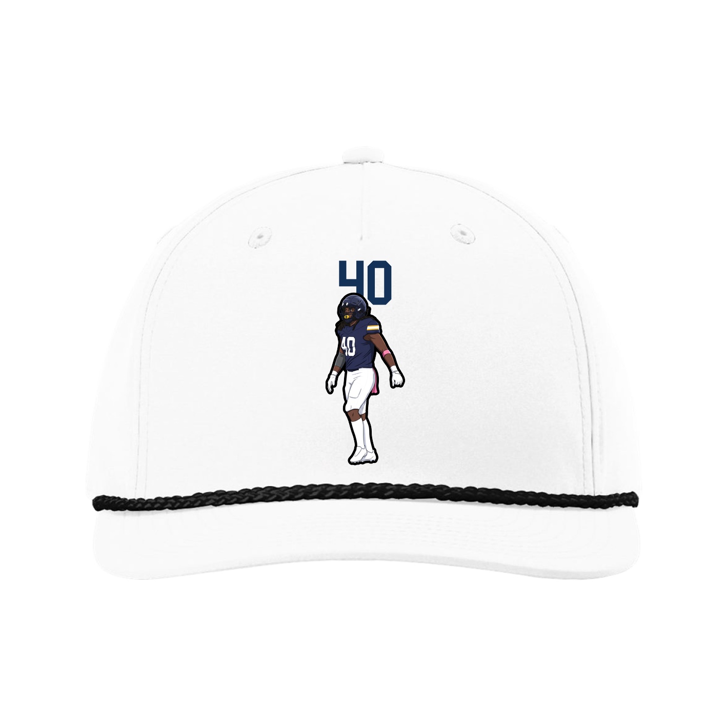 Five-Panel Classic Rope Cap — Number Top in White