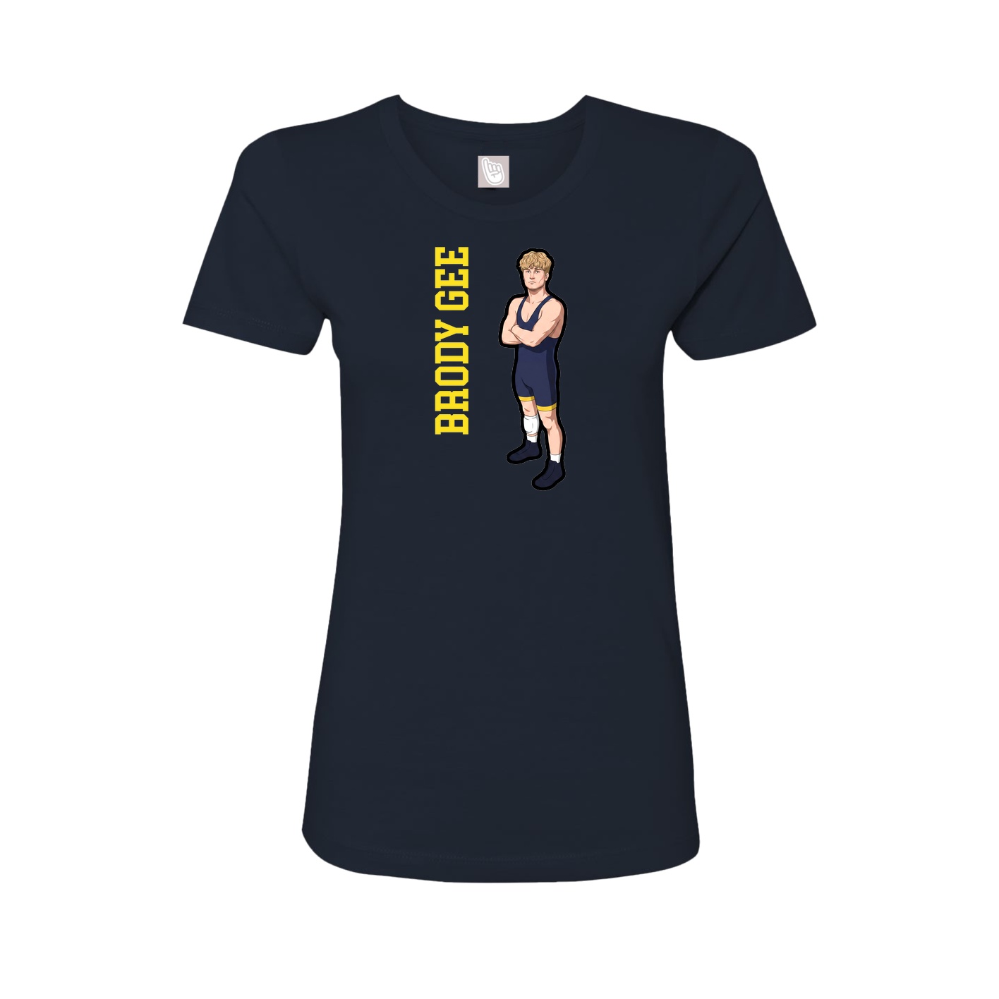 Fitted Women's Tee — Name Vertical in Navy