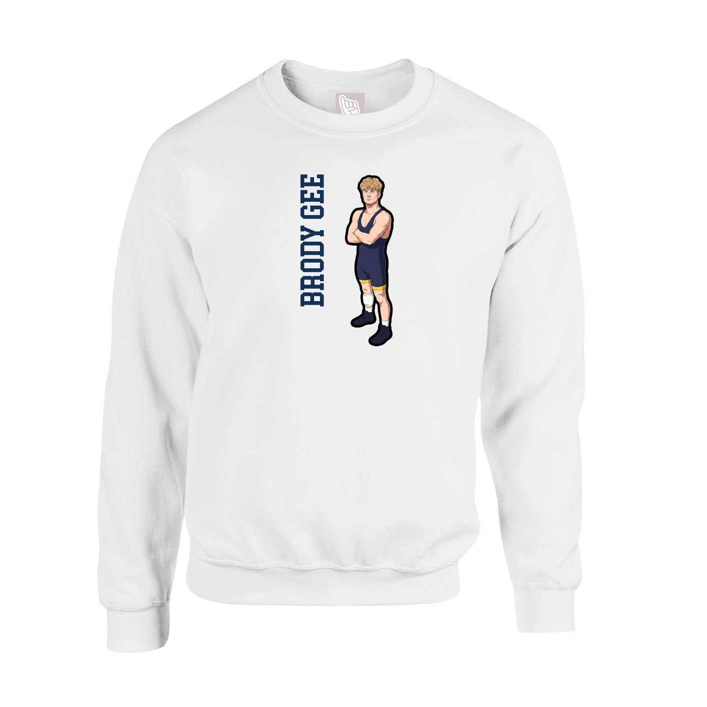 Fleece Crew — Name Vertical in White
