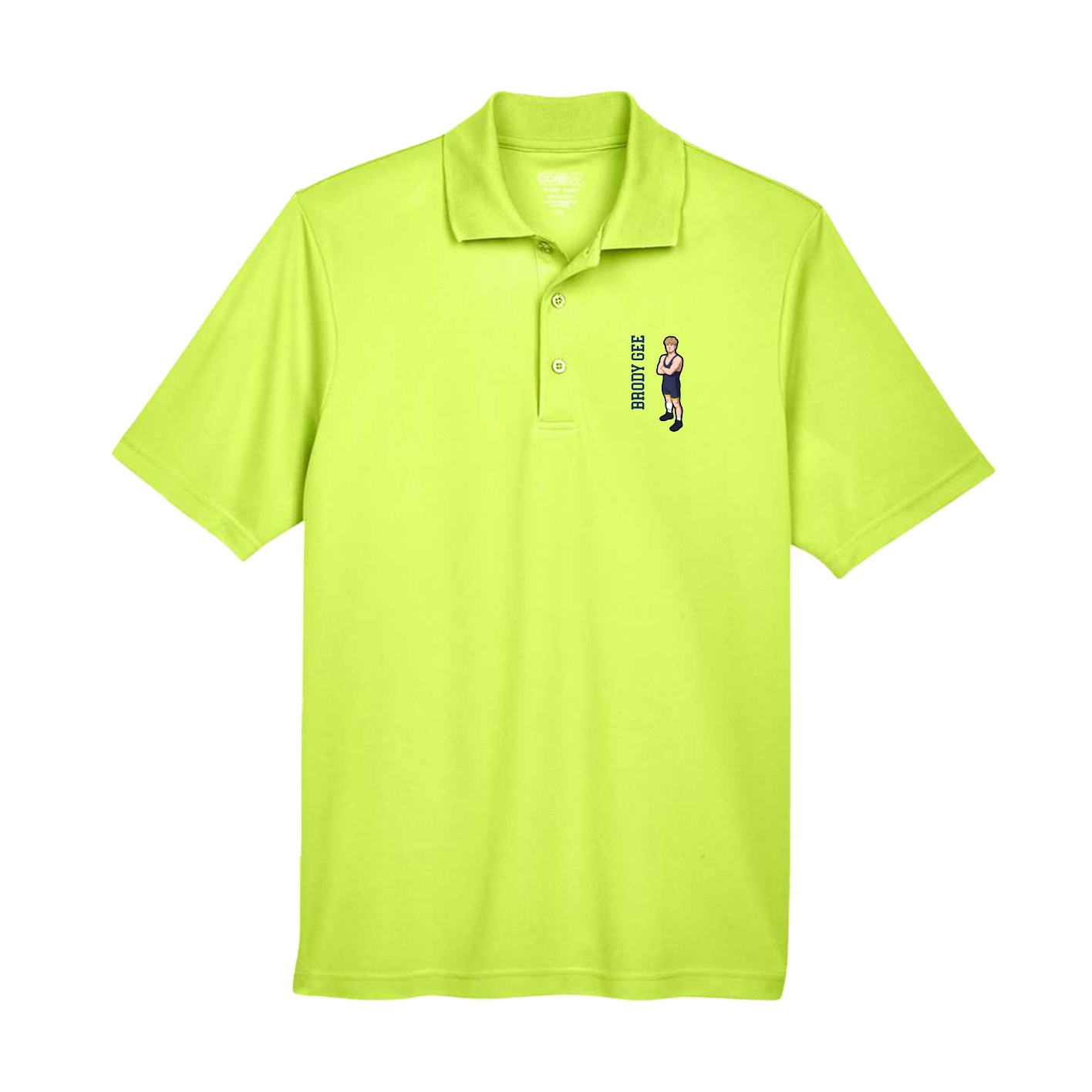 Performance Polo — Name Vertical in Yellow